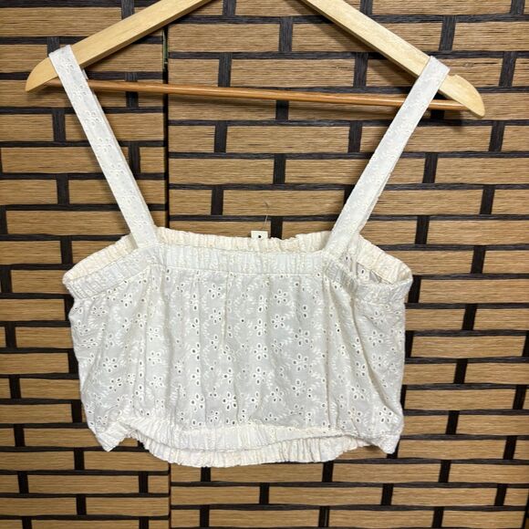 Madewell‎ Ivory Eyelet Crop Top Size Large - Picture 3 of 7